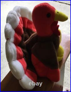 NEW Ty Beanie Babies Original 1996 RARE Retired Gobbles Turkey with ERRORS
