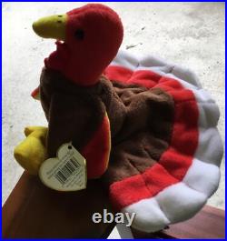 NEW Ty Beanie Babies Original 1996 RARE Retired Gobbles Turkey with ERRORS