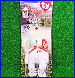 NEW in BOX RARE 1996 Retired Maple The Bear McDonald's Ty Beanie Baby withErrors
