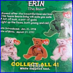 NEW in BOX RARE 1997 Retired Erin The Bear McDonald's Ty Beanie Baby With Errors