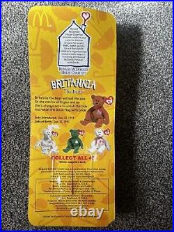 NIB McDonalds TY Beanie Baby with RARE ERRORS 1993/OAKBROOK Brittania The Bear