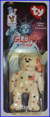 NIB Retired Glory The Bear TY Beanie Baby with RARE Errors OAKBROOK 1993 1999