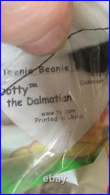 NIP 1999 Ty Teenie Beanie Baby Babies # 4 Dotty The Dalmatian Rare Original