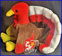 NM/MINT TY Beanie Baby GOBBLES The Turkey VERY RARE DOUBLE WADDLE, Errors P. V. C