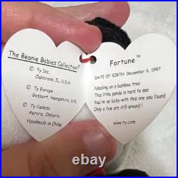 NWT Rare Errors Tag Ty Beanie Baby Fortune Panda Bear Retired 1997/1998 Plush