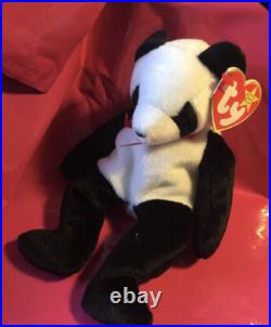 New MINT Ty Beanie Baby Fortune Panda Bear Retired Errors RARE 1997