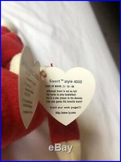 New TY Beanie Baby Snort The Bull 1995 Retired Rare 12 Tag Errors Numeric Date
