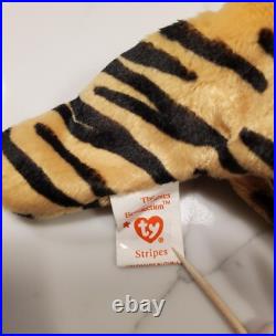 New Ultra Rare Ty Beanie Baby Orange Blizzard Tiger withStripes Tush Tag Errors