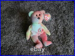 Original 1996 Ty Beanie Baby Peace the Bear RARE and RETIRED with TAG ERRORS