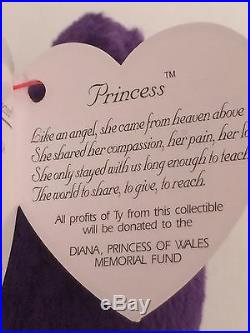 Original 1997 1st Ed. TY Princess Diana Beanie Baby Mint/Museum Condition Rare