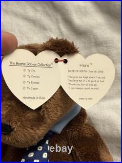 Original Beanie Baby Hero the Bear 1996 Retired Mint Cond with Tags Rare Ty