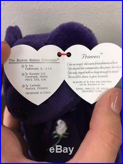 Original Ty Beanie Baby Princess Diana Of Wales 1997 Bear Authentic Retired RARE