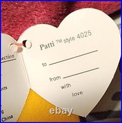 PATTI MAGENTA / MAROON 3rd 1st gen Ty Beanie Baby MWMT-MQ Authentic Rare