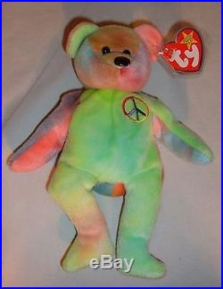 Peace Bear Ty Original Beanie Babies Deutschland With 2 Tush Tags Very Rare 96