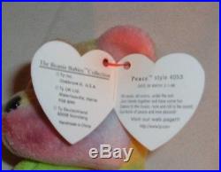Peace Bear Ty Original Beanie Babies Deutschland With 2 Tush Tags Very Rare 96