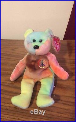 PEACE Beanie Baby Bear Original Collectible RARE with Tag ERRORS Ty 1996