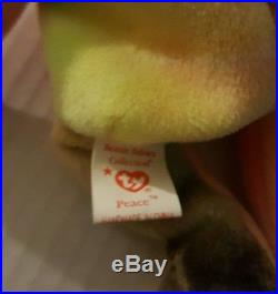 PEACE Bear TY Beanie Baby Original Collectible with Tag Errors Very Rare Retired