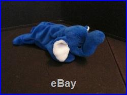 PEANUT Royal Blue Beanie Baby Elephant Plush Stuffed (RARE!)