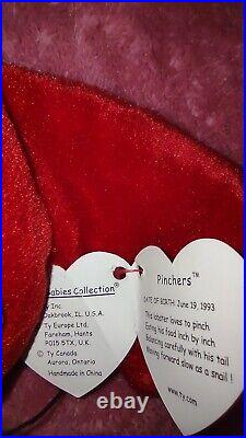PINCHERS Beanie Baby 1993 Rare and Retired PVC Pellets EXCELLENT CONDITION