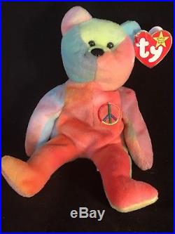 Peace (1996) Ty BeanieBaby Bear. PVC/Rare/RetiredAUTHENTICATEDERRORS