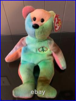 Peace Beanie Baby Rare PVC Peace Bear 1996 ERRORS