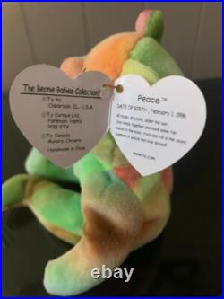 Peace Beanie Baby Rare PVC Peace Bear 1996 ERRORS