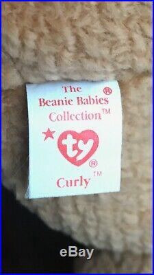 Perfect Face Rare Ty Warner Beanie Baby Curly Retired 93 96 Mismatch Errors