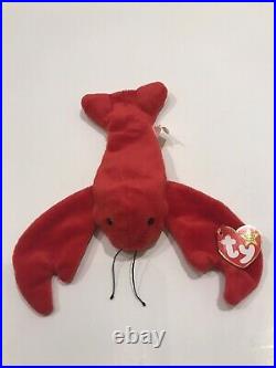 Pinchers the Lobster, Ty Beanie Baby with Errors. MWMT. Original. RARE