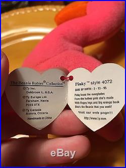 Pinky Beanie Baby RARE GREAT CONDITION TAG ERRORS