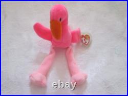 Pinky The Pink Flamingo Ty Beanie Baby-rare-retired Mint 1995 Tag Errors New