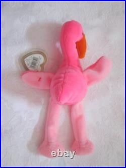 Pinky The Pink Flamingo Ty Beanie Baby-rare-retired Mint 1995 Tag Errors New