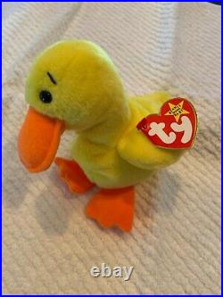 Quackers the Duck Ty Beanie Baby Original 1994 (Retired) RARE WITH ERRORS