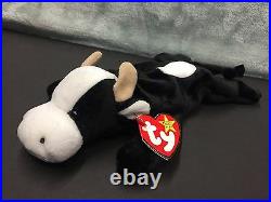 RARE 1993 1994 Daisy the cow Beanie Baby Swing Tag and Tush Tag Errors MINT