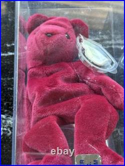 RARE 1993 Ty Beanie Baby Teddy Cranberry 2nd Gen Tag 1st Tush Authenticated PVC
