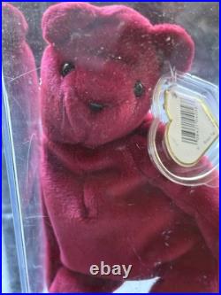RARE 1993 Ty Beanie Baby Teddy Cranberry 2nd Gen Tag 1st Tush Authenticated PVC