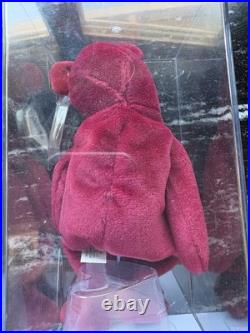 RARE 1993 Ty Beanie Baby Teddy Cranberry 2nd Gen Tag 1st Tush Authenticated PVC