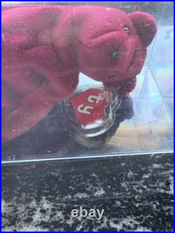 RARE 1993 Ty Beanie Baby Teddy Cranberry 2nd Gen Tag 1st Tush Authenticated PVC