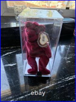 RARE 1993 Ty Beanie Baby Teddy Cranberry 2nd Gen Tag 1st Tush Authenticated PVC