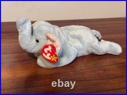 RARE 1995 Ty Beanie Baby Peanut The Elephant Light Blue With Tag errors
