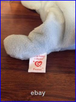 RARE 1995 Ty Beanie Baby Peanut The Elephant Light Blue With Tag errors