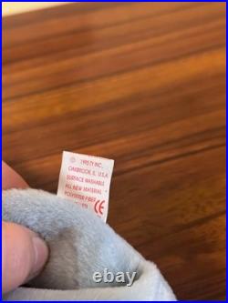 RARE 1995 Ty Beanie Baby Peanut The Elephant Light Blue With Tag errors