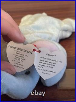 RARE 1995 Ty Beanie Baby Peanut The Elephant Light Blue With Tag errors