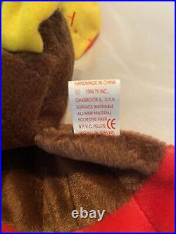 RARE-1996 Gobbles the Turkey TY Beanie Baby HAS 8 TAG ERRORS