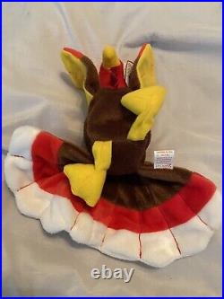 RARE-1996 Gobbles the Turkey TY Beanie Baby HAS 8 TAG ERRORS