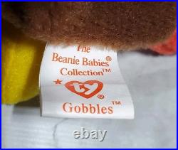 RARE-1996 Gobbles the Turkey TY Beanie Baby HAS 8 TAG ERRORS