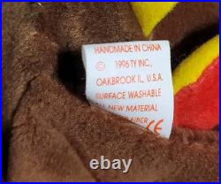 RARE-1996 Gobbles the Turkey TY Beanie Baby HAS 8 TAG ERRORS