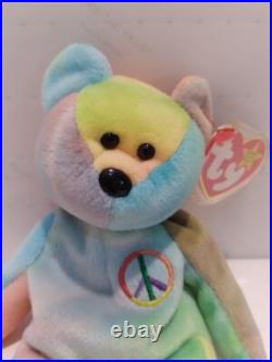 RARE 1996 Original Ty BEANIE BABY PEACE BEAR w Errors PVC Very Nice Condition