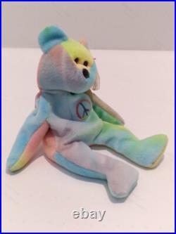 RARE 1996 Original Ty BEANIE BABY PEACE BEAR w Errors PVC Very Nice Condition