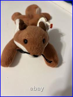 RARE 1996 Sly the fox Beanie Baby Style 4115 PVC Pellets and Tag Misprint