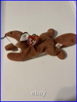 RARE 1996 Sly the fox Beanie Baby Style 4115 PVC Pellets and Tag Misprint